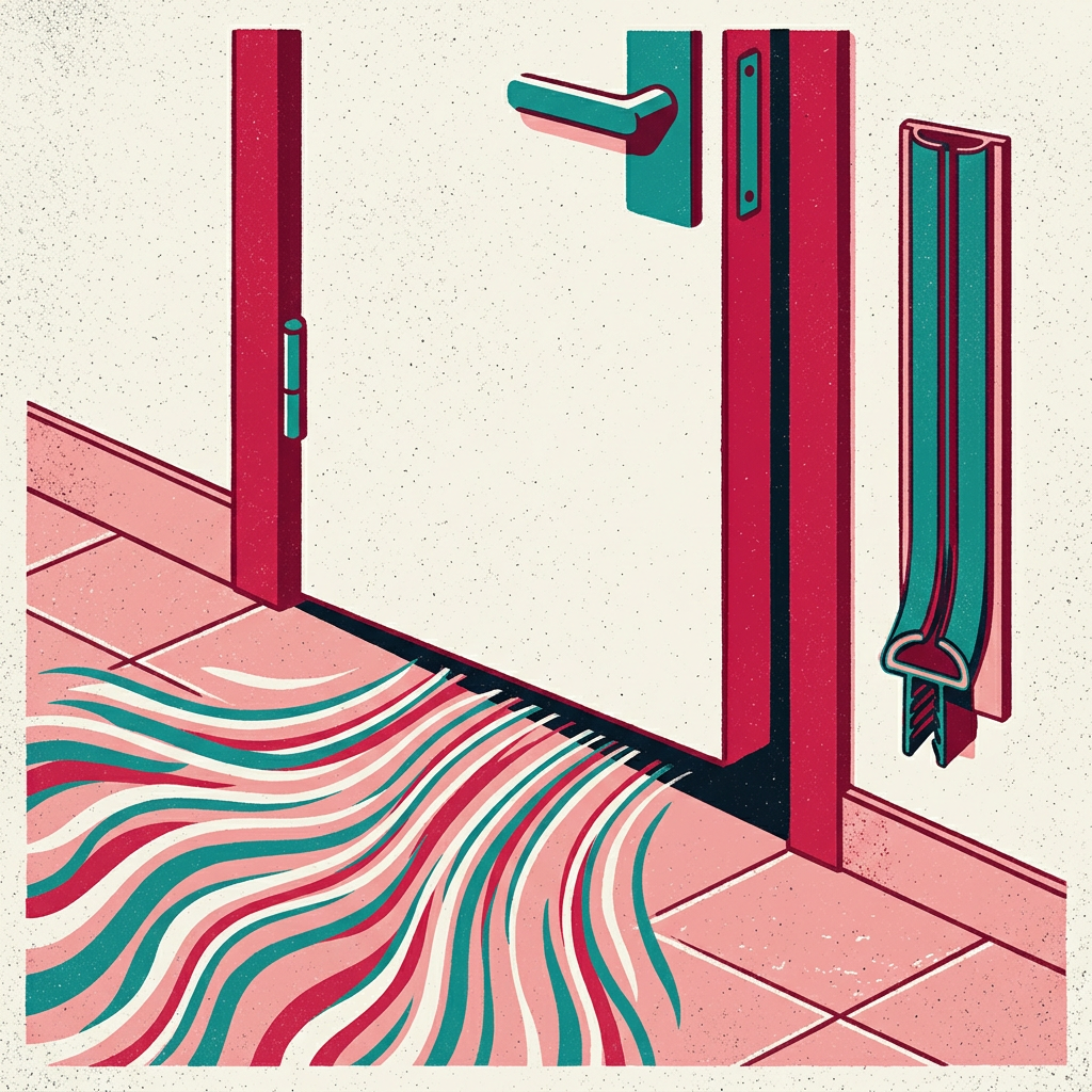 Illustration of sound escaping through a gap under a clinic door